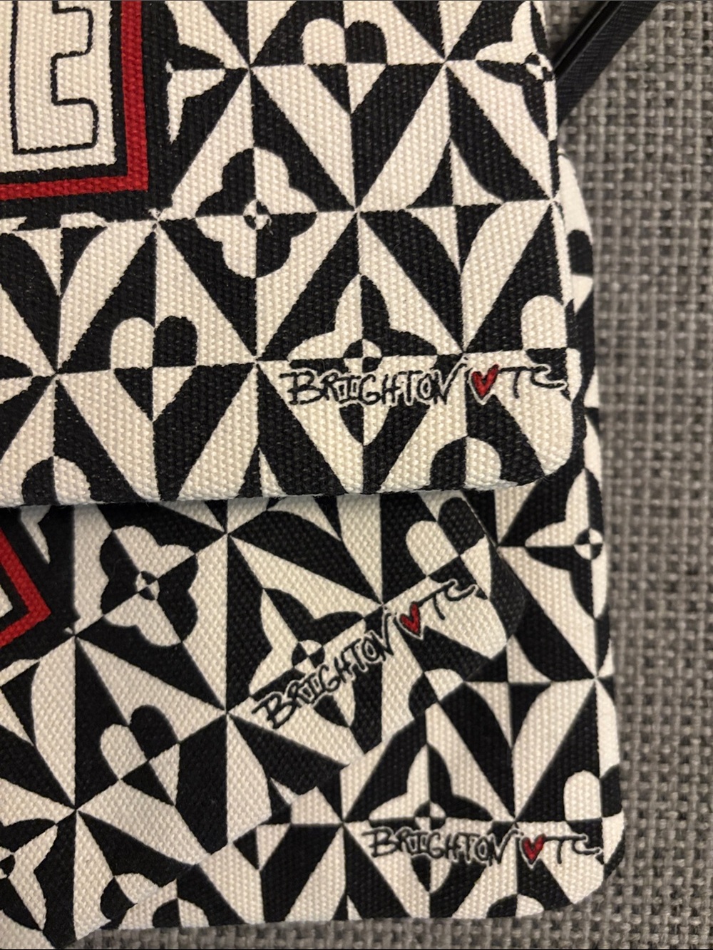 Brighton 3 LOVE cotton cosmetic / make up bags or pouches. Black, White & Red - Picture 4 of 8